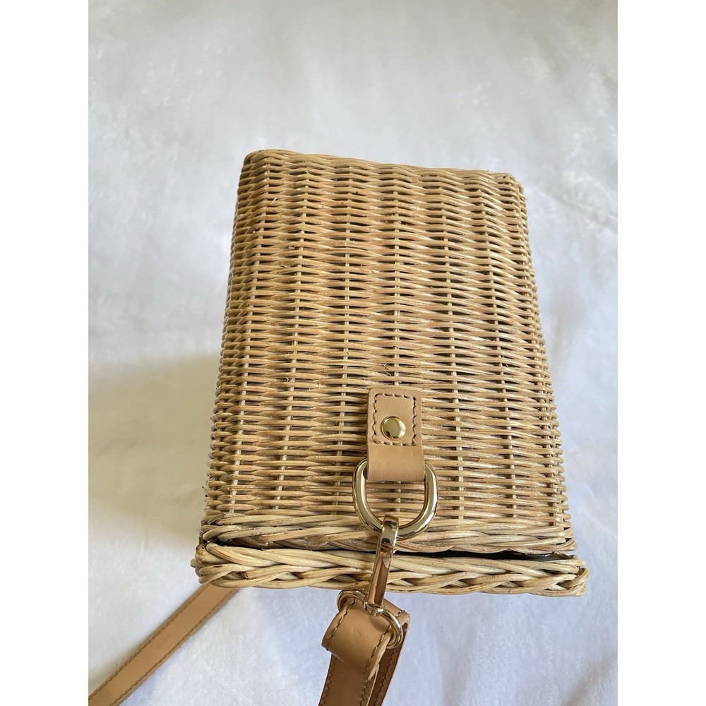 KAYU Mia leather-trimmed wicker shoulder bag Leather Straps Basket Bag Summer - Picture 7 of 12